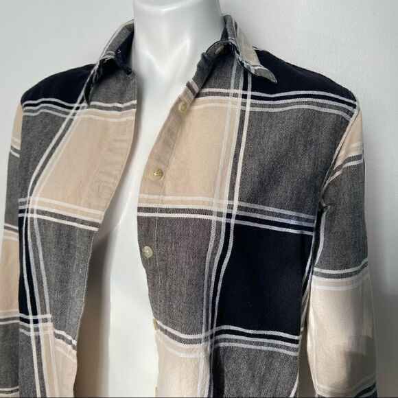 Neutral Plaid button down  - Picture 4 of 9